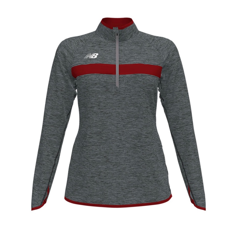 NWT NEW BALANCE Athletics Half Zip long sleeve top red gray size S